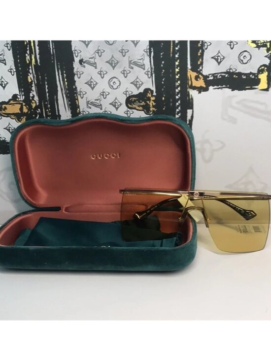 New Authentic GG1096S 003 Sunglasses by Gucci™ Shield, Material: Metal, Rimless. main image 6